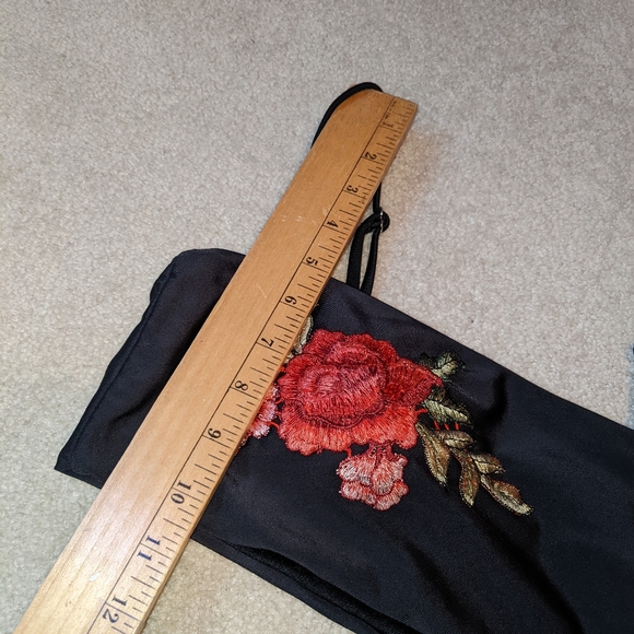 2 piece black bikini set w/ embroidered roses/flowers - Picture 11 of 15